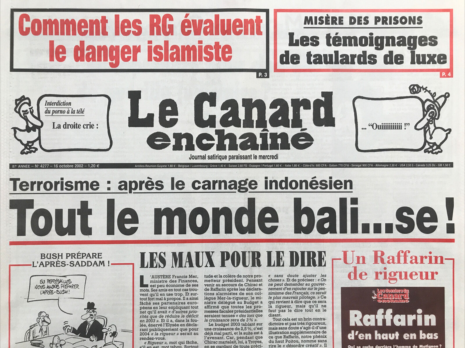 Couac ! | Acheter un Canard | Vente d'Anciens Journaux du Canard Enchaîné. Des Journaux Satiriques de Collection, Historiques & Authentiques de 1916 à 2004 ! | 4277