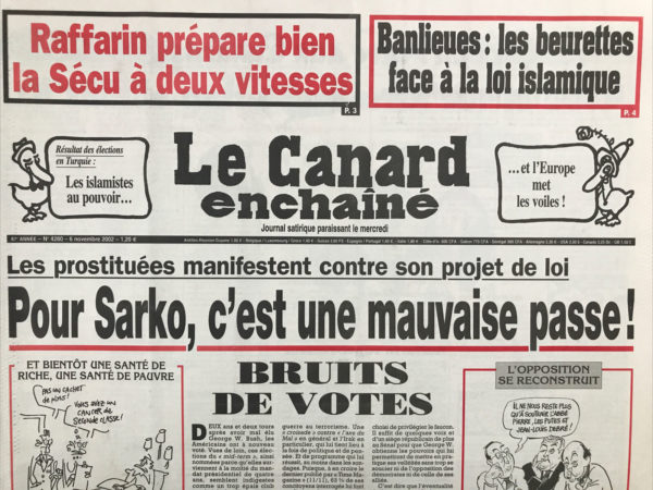 Couac ! | N° 4280 du Canard Enchaîné - 6 Novembre 2002 | Nos Exemplaires du Canard Enchaîné sont archivés dans de bonnes conditions de conservation (obscurité, hygrométrie maitrisée et faible température), ce qui s'avère indispensable pour des journaux anciens. | 4280