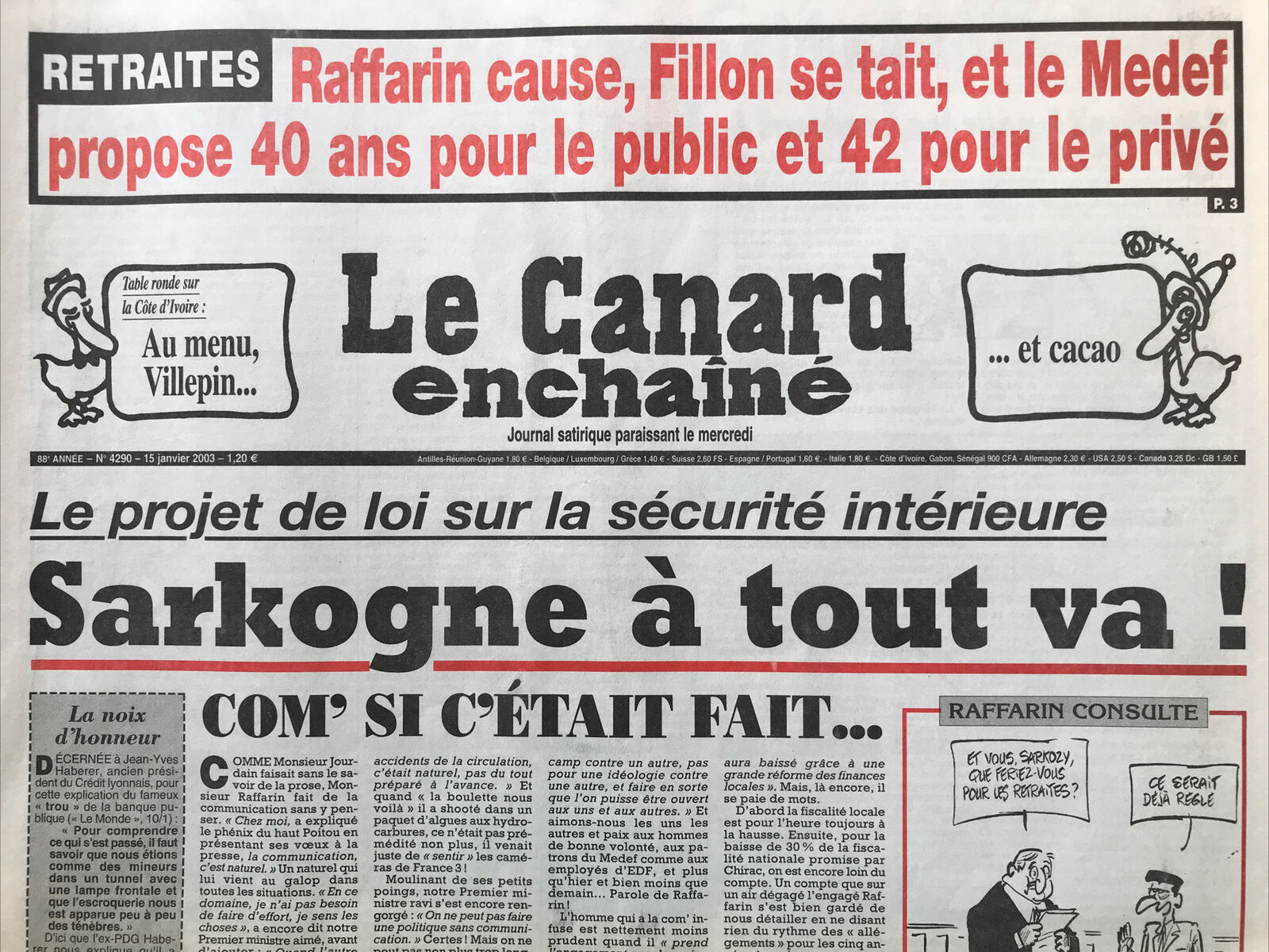 Couac ! | Acheter un Canard | Vente d'Anciens Journaux du Canard Enchaîné. Des Journaux Satiriques de Collection, Historiques & Authentiques de 1916 à 2004 ! | 4290