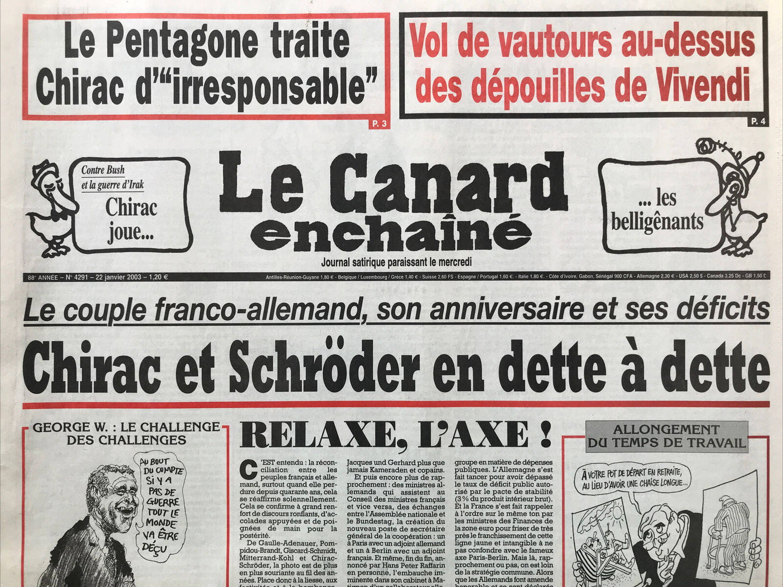 Couac ! | Acheter un Canard | Vente d'Anciens Journaux du Canard Enchaîné. Des Journaux Satiriques de Collection, Historiques & Authentiques de 1916 à 2004 ! | 4291