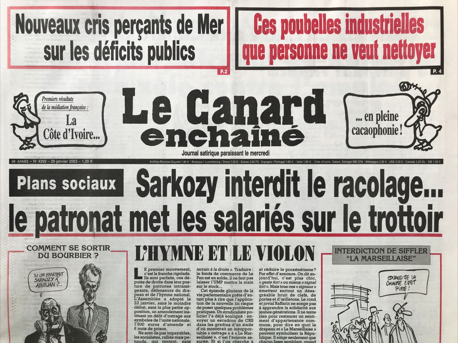 Couac ! | Acheter un Canard | Vente d'Anciens Journaux du Canard Enchaîné. Des Journaux Satiriques de Collection, Historiques & Authentiques de 1916 à 2004 ! | 4292