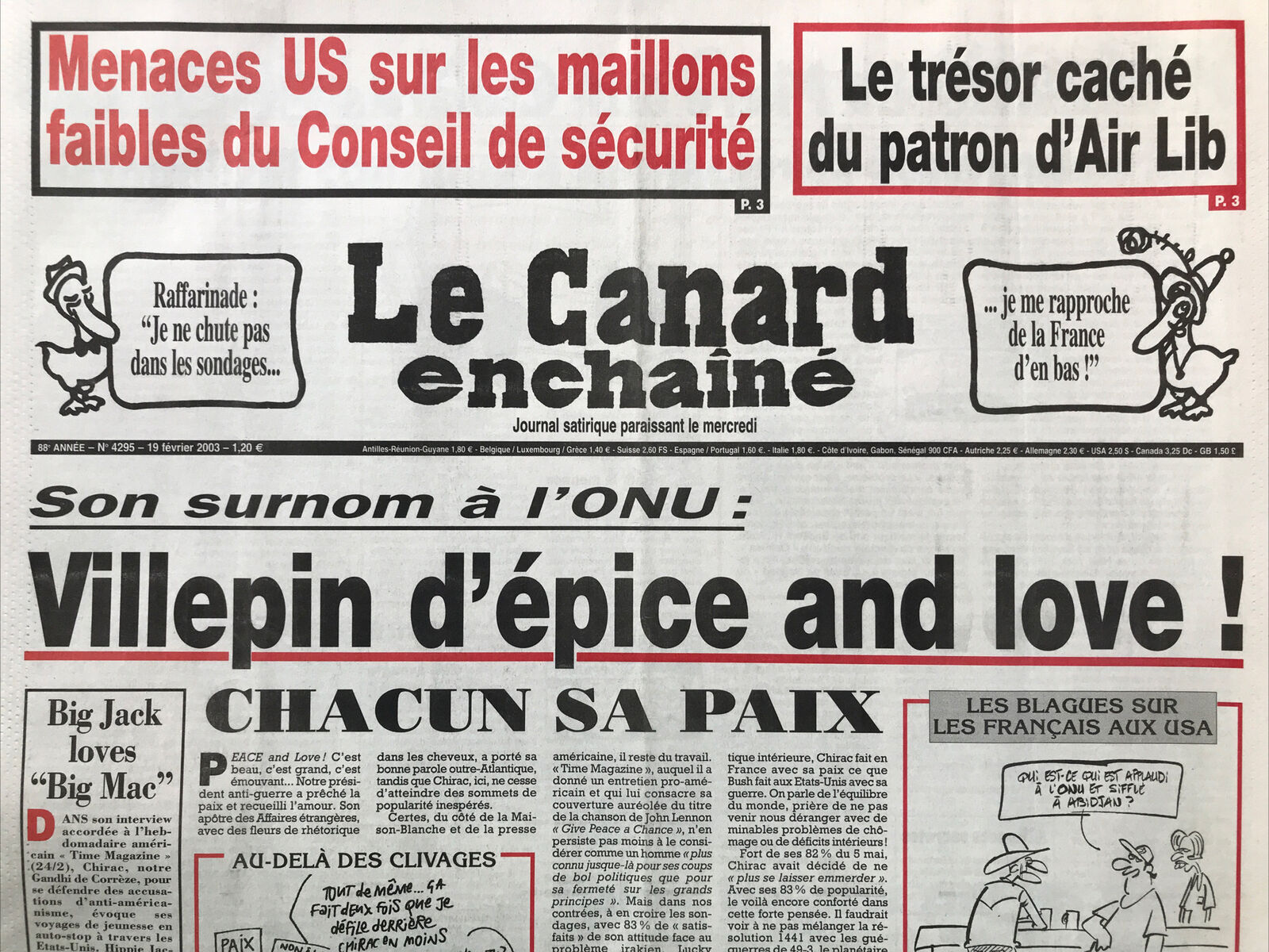 Couac ! | Acheter un Canard | Vente d'Anciens Journaux du Canard Enchaîné. Des Journaux Satiriques de Collection, Historiques & Authentiques de 1916 à 2004 ! | 4295