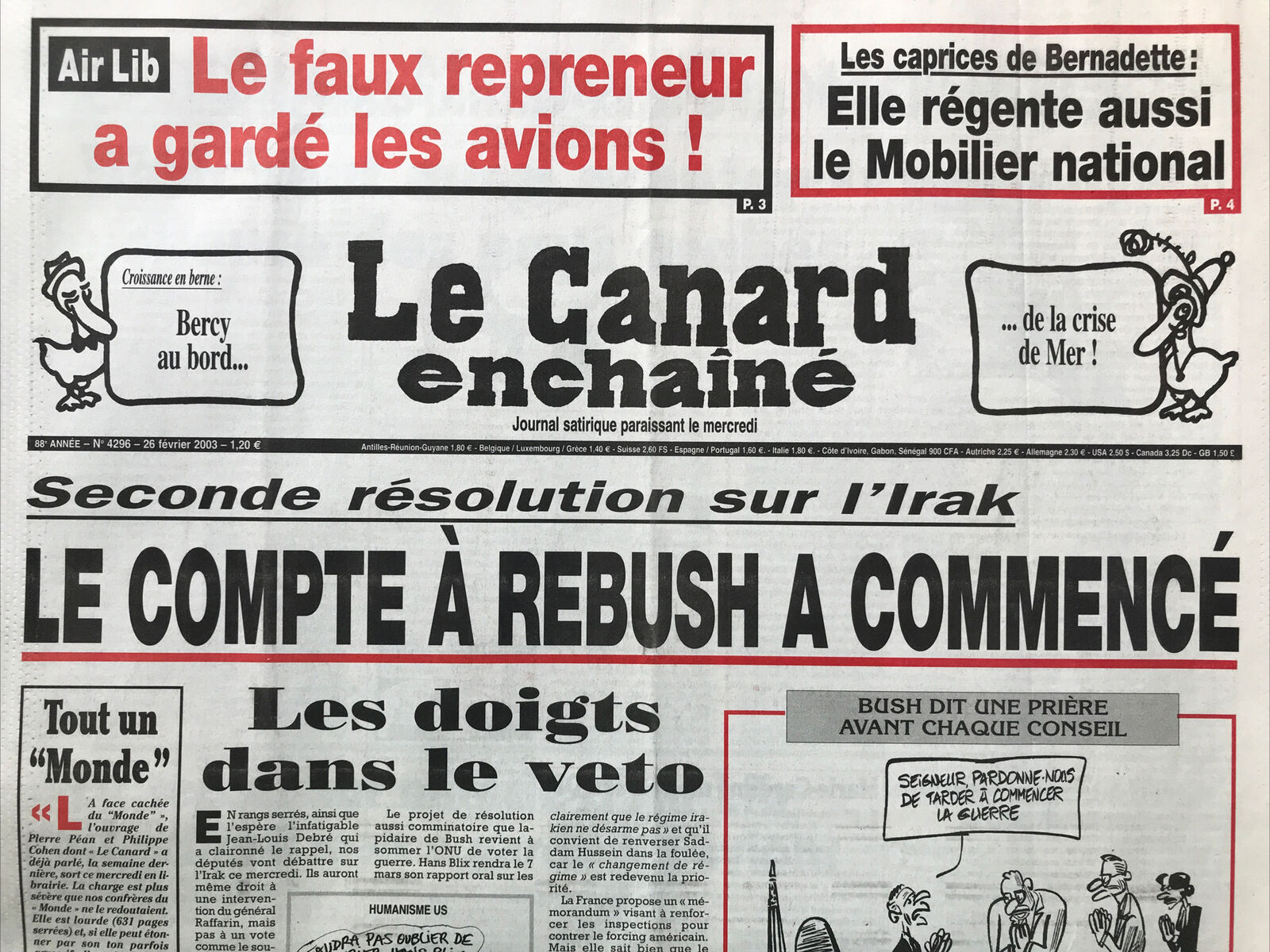 Couac ! | Acheter un Canard | Vente d'Anciens Journaux du Canard Enchaîné. Des Journaux Satiriques de Collection, Historiques & Authentiques de 1916 à 2004 ! | 4296