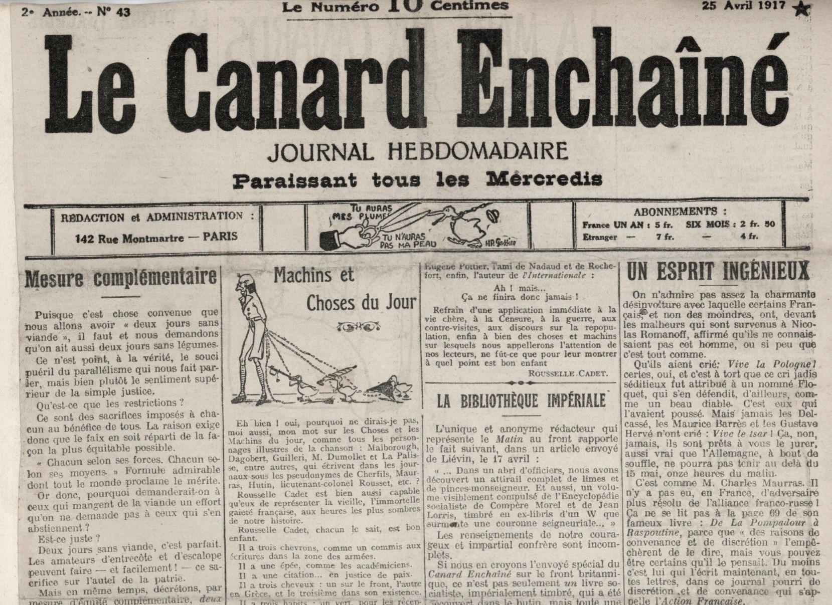 Couac ! | Acheter un Canard | Vente d'Anciens Journaux du Canard Enchaîné. Des Journaux Satiriques de Collection, Historiques & Authentiques de 1916 à 2004 ! | 43 4