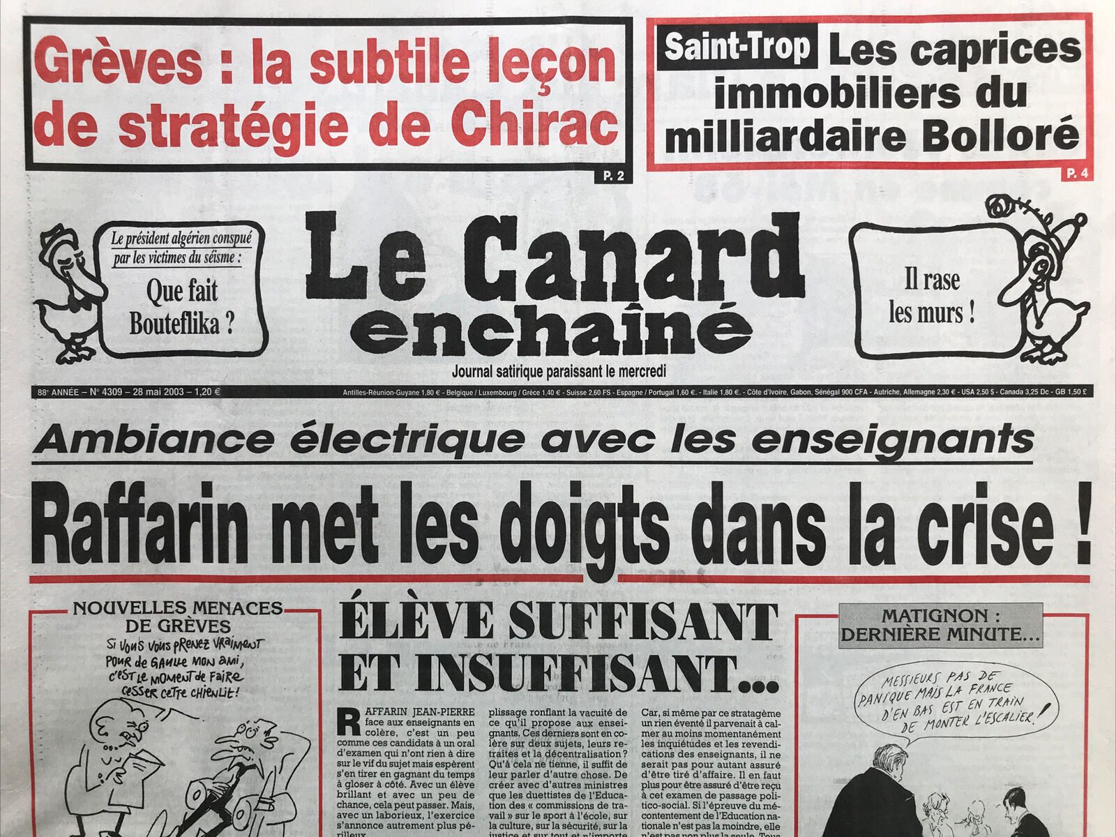 Couac ! | Acheter un Canard | Vente d'Anciens Journaux du Canard Enchaîné. Des Journaux Satiriques de Collection, Historiques & Authentiques de 1916 à 2004 ! | 4309