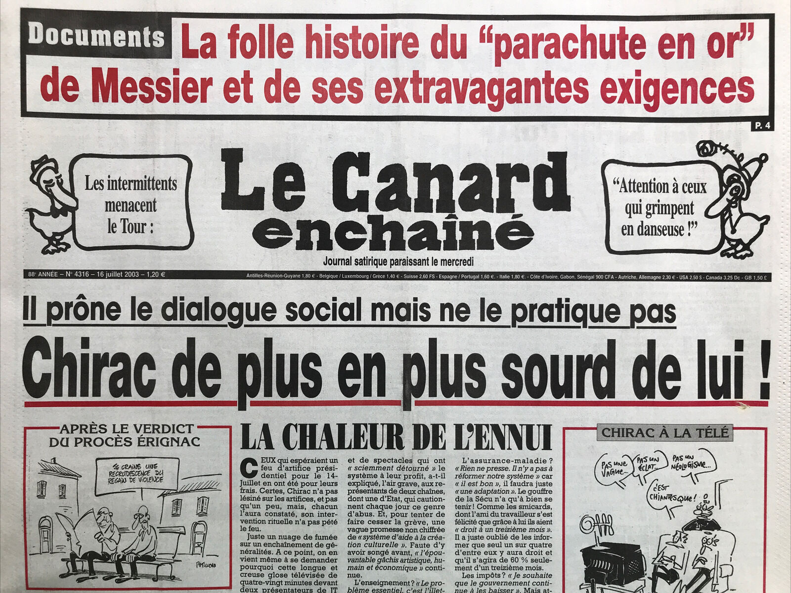 Couac ! | Acheter un Canard | Vente d'Anciens Journaux du Canard Enchaîné. Des Journaux Satiriques de Collection, Historiques & Authentiques de 1916 à 2004 ! | 4316