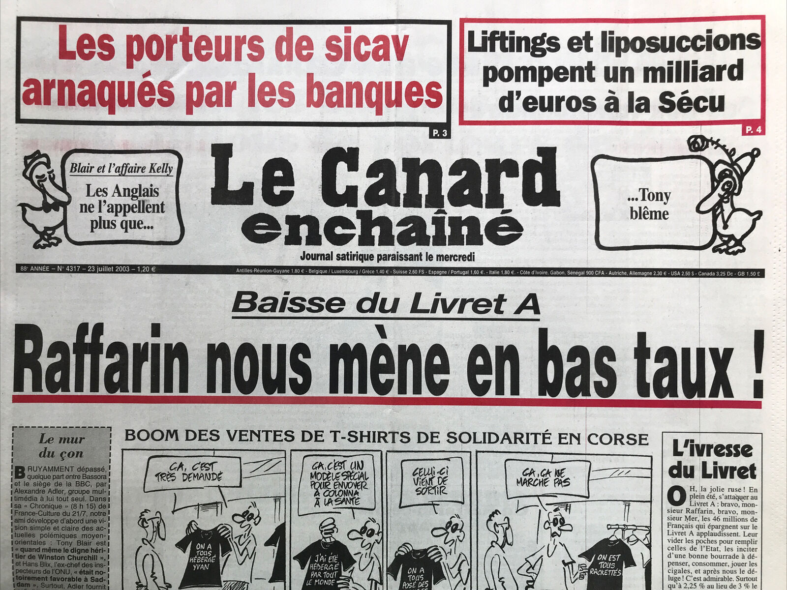 Couac ! | Acheter un Canard | Vente d'Anciens Journaux du Canard Enchaîné. Des Journaux Satiriques de Collection, Historiques & Authentiques de 1916 à 2004 ! | 4317