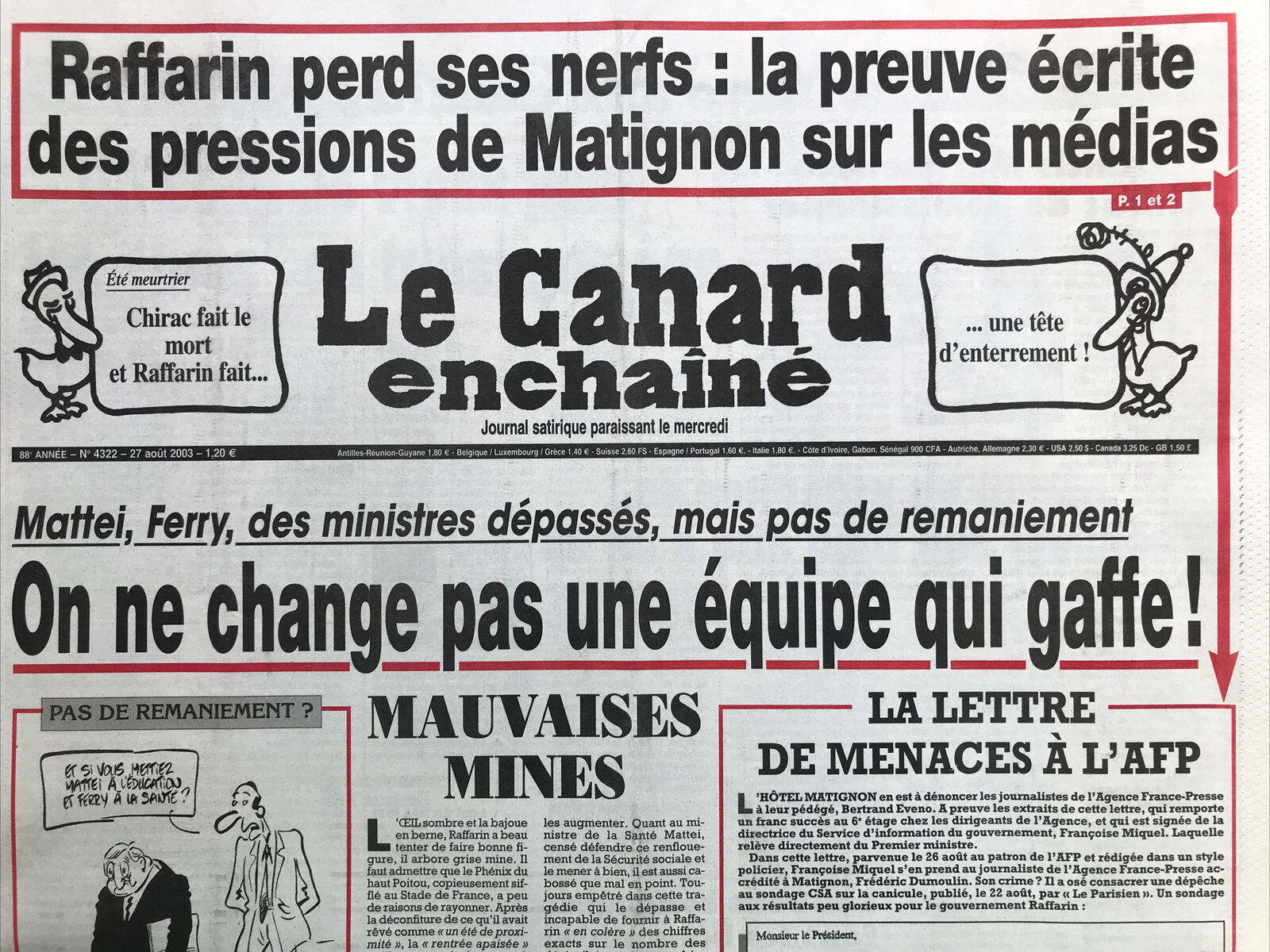 Couac ! | Acheter un Canard | Vente d'Anciens Journaux du Canard Enchaîné. Des Journaux Satiriques de Collection, Historiques & Authentiques de 1916 à 2004 ! | 4322