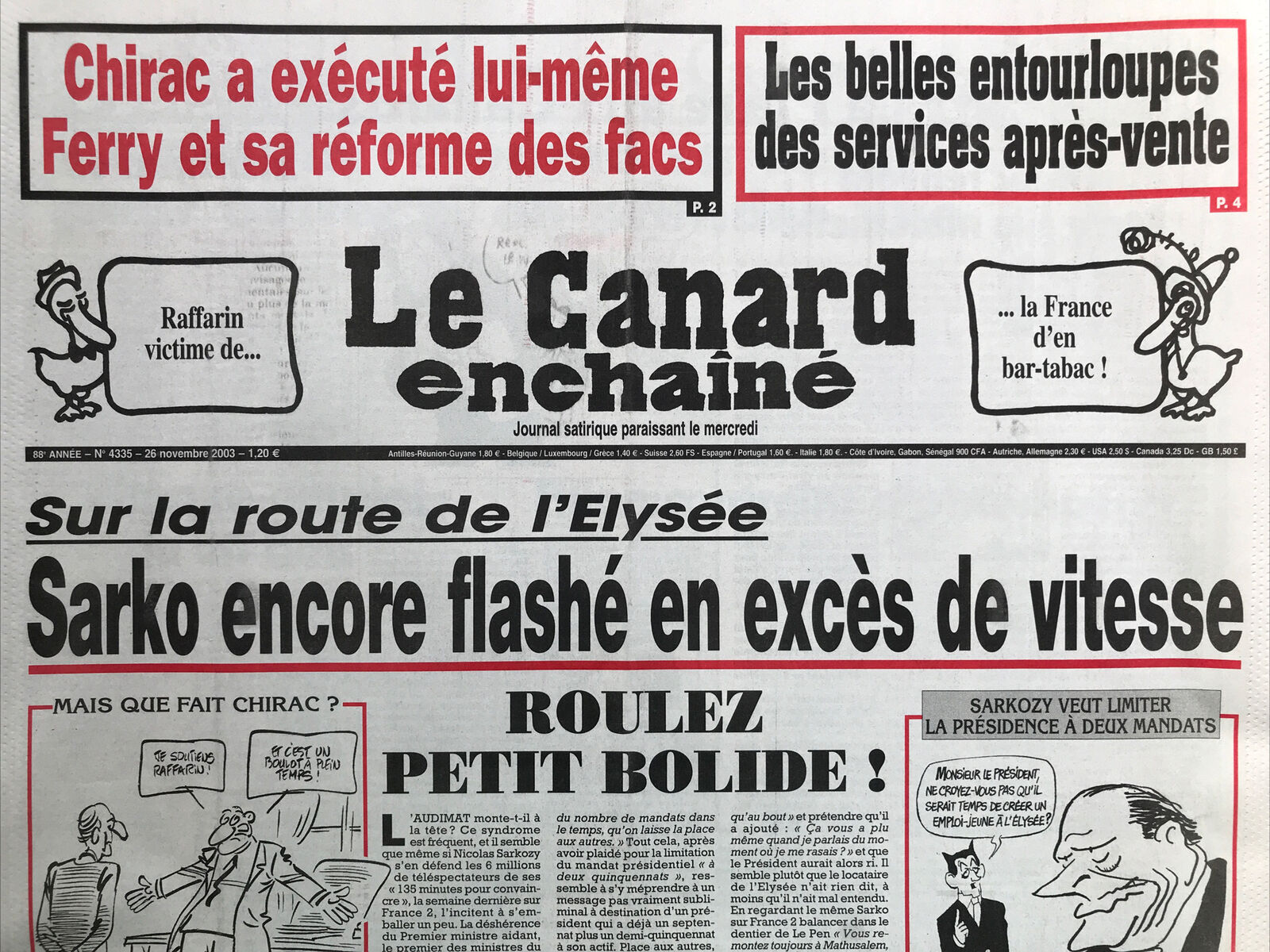 Couac ! | Acheter un Canard | Vente d'Anciens Journaux du Canard Enchaîné. Des Journaux Satiriques de Collection, Historiques & Authentiques de 1916 à 2004 ! | 4335