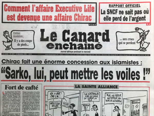 Couac ! | N° 4337 du Canard Enchaîné - 10 Décembre 2003 | Nos Exemplaires du Canard Enchaîné sont archivés dans de bonnes conditions de conservation (obscurité, hygrométrie maitrisée et faible température), ce qui s'avère indispensable pour des journaux anciens. | 4337