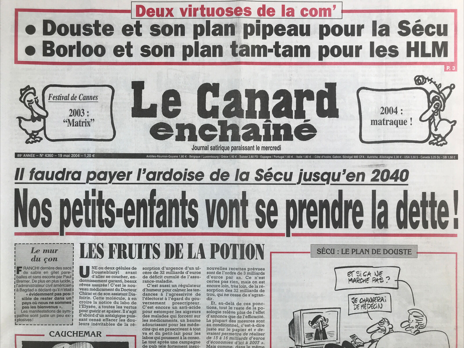 Couac ! | Acheter un Canard | Vente d'Anciens Journaux du Canard Enchaîné. Des Journaux Satiriques de Collection, Historiques & Authentiques de 1916 à 2004 ! | 4360