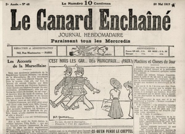 Couac ! | N° 48 du Canard Enchaîné - 30 Mai 1917 | Nos Exemplaires du Canard Enchaîné sont archivés dans de bonnes conditions de conservation (obscurité, hygrométrie maitrisée et faible température), ce qui s'avère indispensable pour des journaux anciens. | 48 4