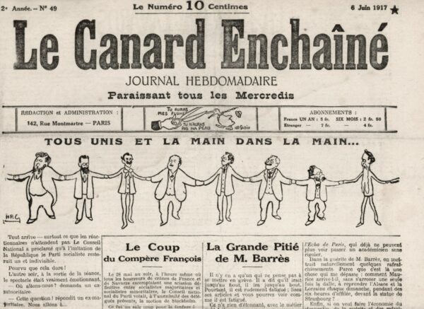 Couac ! | N° 49 du Canard Enchaîné - 6 Juin 1917 | Nos Exemplaires du Canard Enchaîné sont archivés dans de bonnes conditions de conservation (obscurité, hygrométrie maitrisée et faible température), ce qui s'avère indispensable pour des journaux anciens. | 49 5