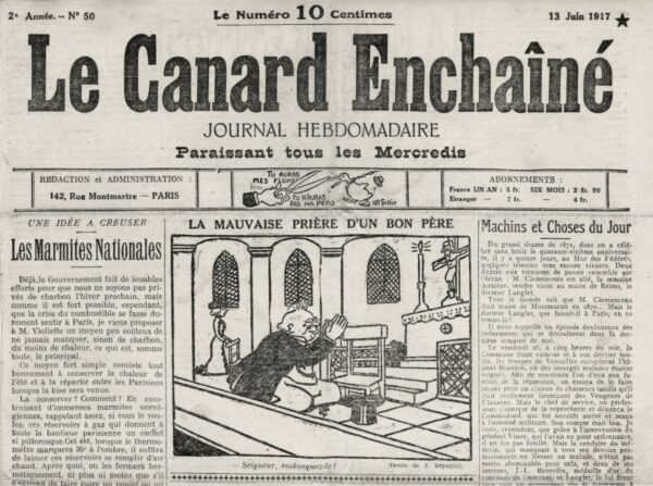 Couac ! | N° 50 du Canard Enchaîné - 13 Juin 1917 | Nos Exemplaires du Canard Enchaîné sont archivés dans de bonnes conditions de conservation (obscurité, hygrométrie maitrisée et faible température), ce qui s'avère indispensable pour des journaux anciens. | 50 4