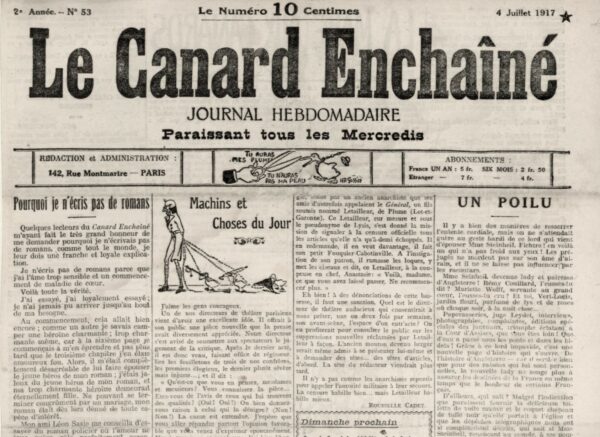 Couac ! | N° 53 du Canard Enchaîné - 4 Juillet 1917 | Nos Exemplaires du Canard Enchaîné sont archivés dans de bonnes conditions de conservation (obscurité, hygrométrie maitrisée et faible température), ce qui s'avère indispensable pour des journaux anciens. | 53 4