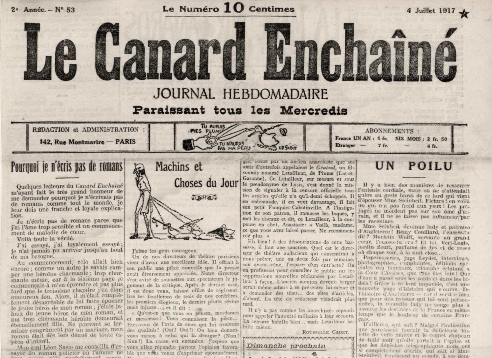 Couac ! | Acheter un Canard | Vente d'Anciens Journaux du Canard Enchaîné. Des Journaux Satiriques de Collection, Historiques & Authentiques de 1916 à 2004 ! | 53 4