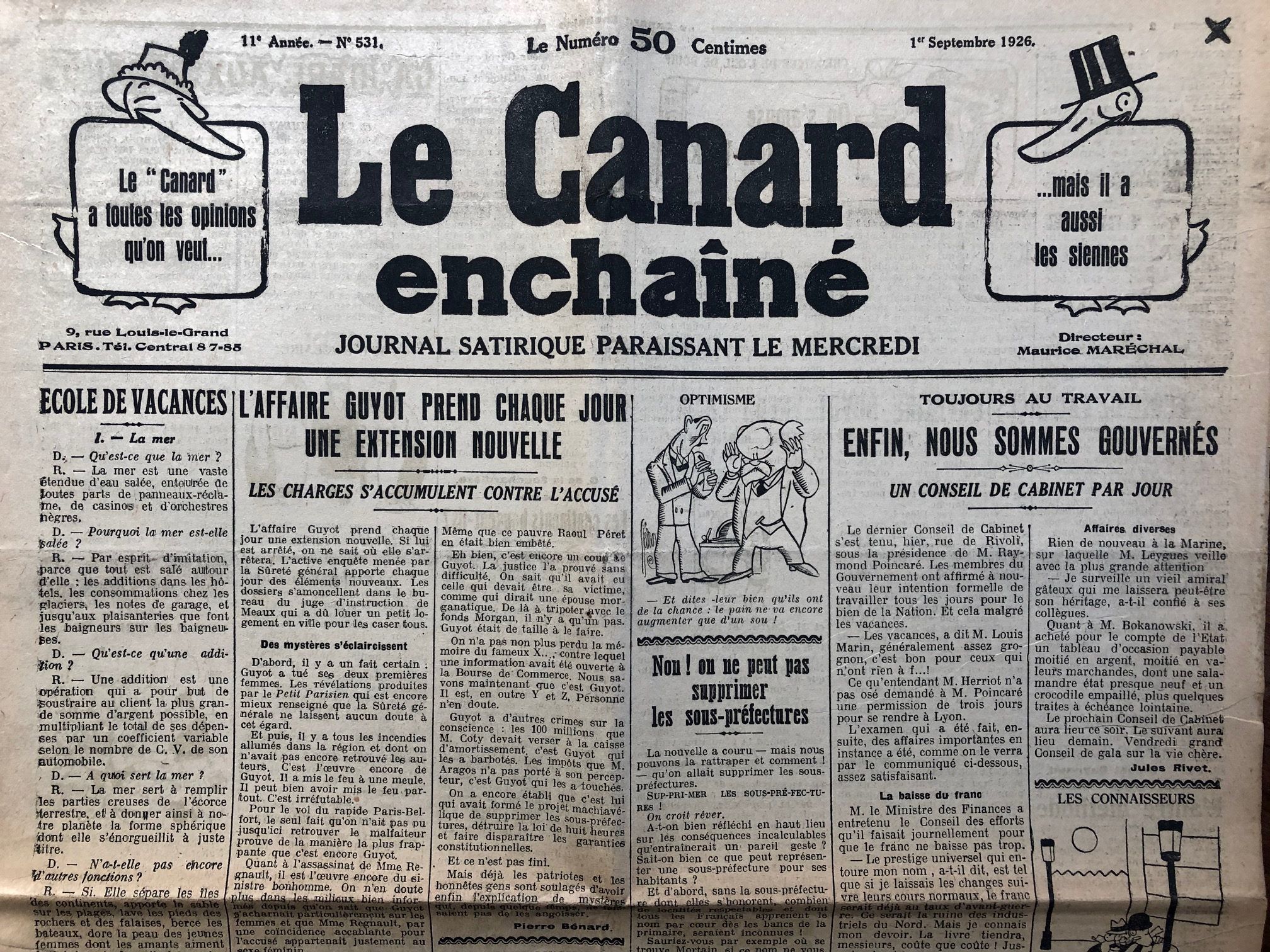 Couac ! | Acheter un Canard | Vente d'Anciens Journaux du Canard Enchaîné. Des Journaux Satiriques de Collection, Historiques & Authentiques de 1916 à 2004 ! | 531