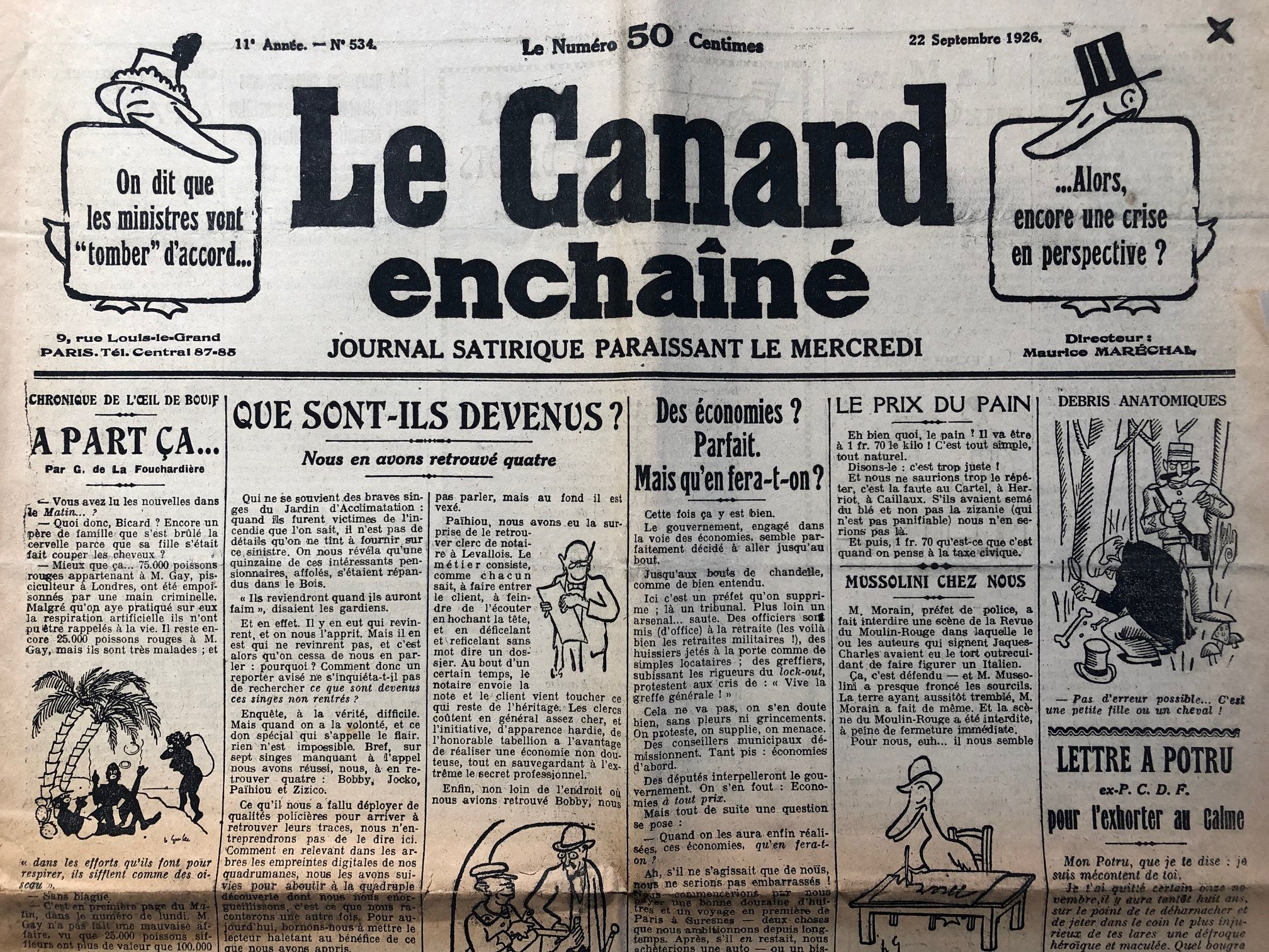 Couac ! | Acheter un Canard | Vente d'Anciens Journaux du Canard Enchaîné. Des Journaux Satiriques de Collection, Historiques & Authentiques de 1916 à 2004 ! | 534