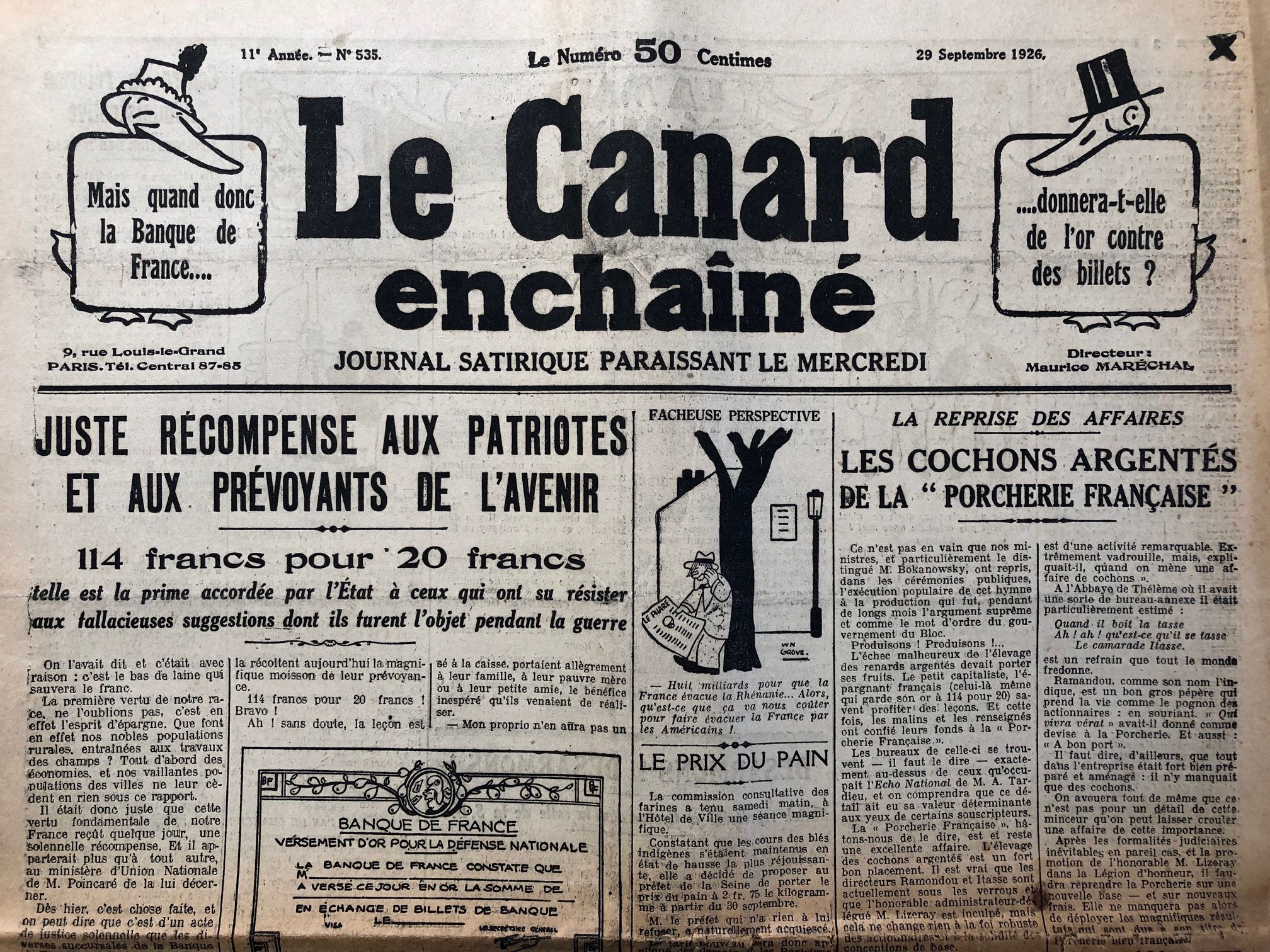 Couac ! | Acheter un Canard | Vente d'Anciens Journaux du Canard Enchaîné. Des Journaux Satiriques de Collection, Historiques & Authentiques de 1916 à 2004 ! | 535