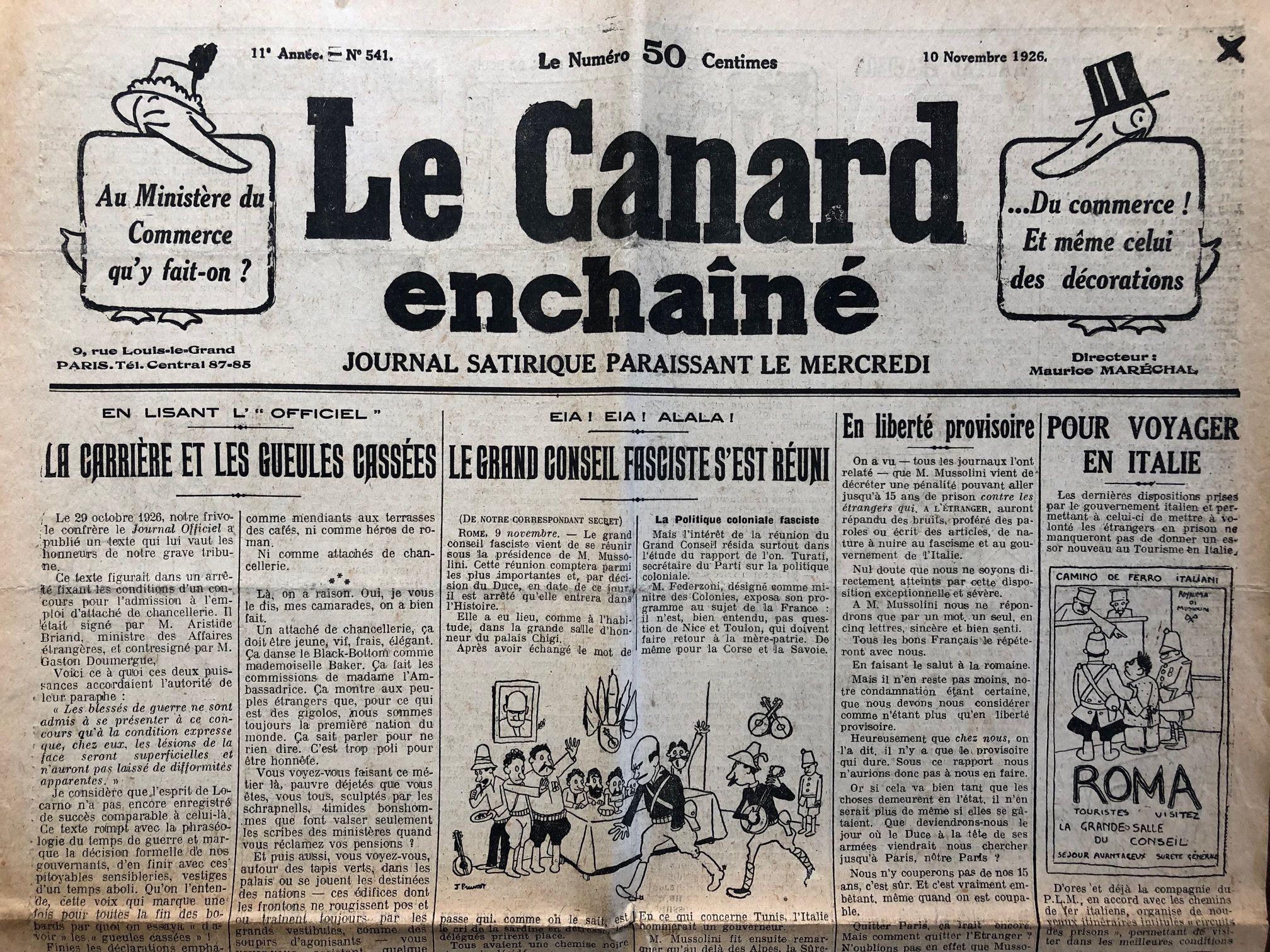 Couac ! | Acheter un Canard | Vente d'Anciens Journaux du Canard Enchaîné. Des Journaux Satiriques de Collection, Historiques & Authentiques de 1916 à 2004 ! | 541