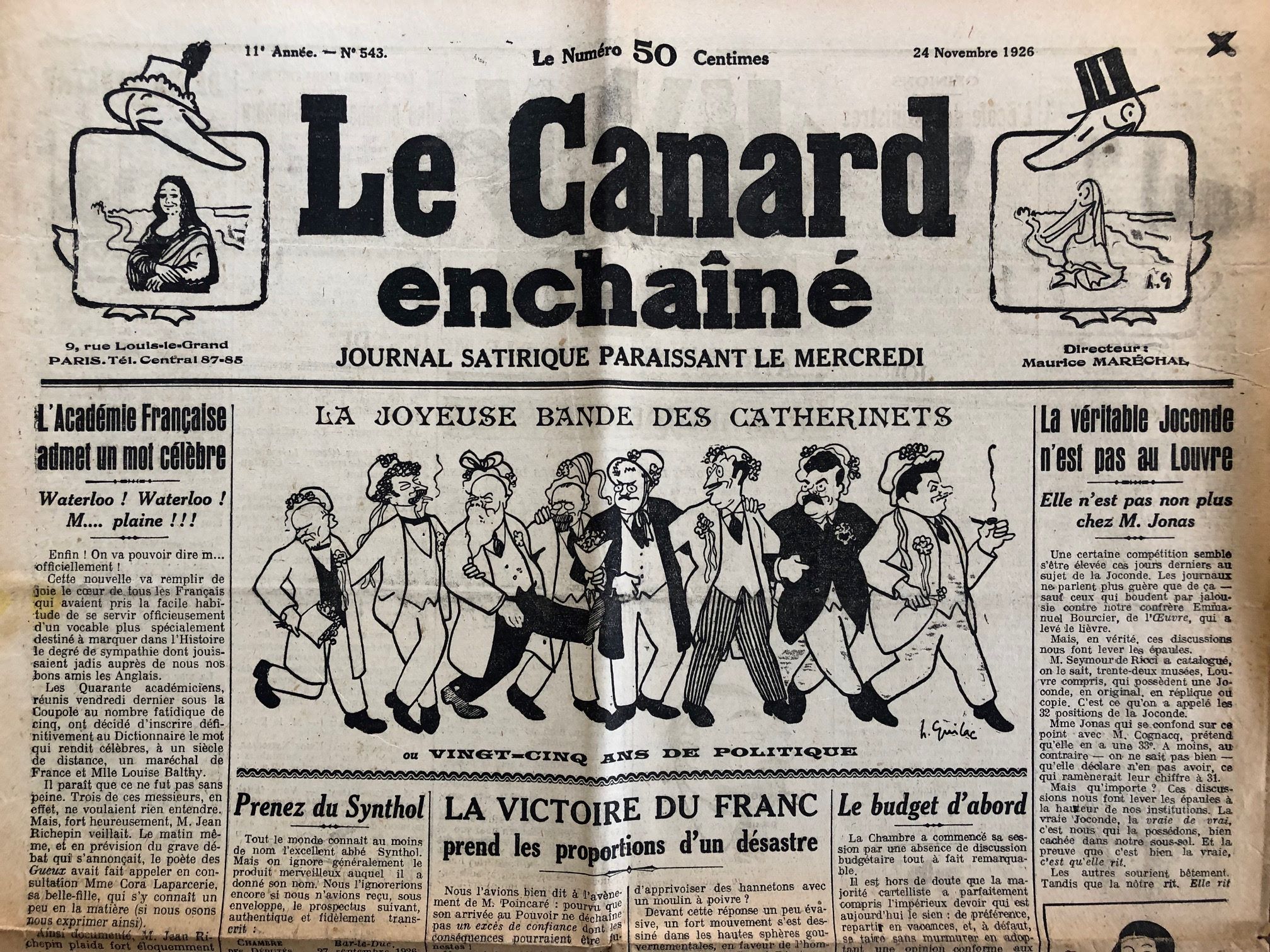 Couac ! | Acheter un Canard | Vente d'Anciens Journaux du Canard Enchaîné. Des Journaux Satiriques de Collection, Historiques & Authentiques de 1916 à 2004 ! | 543