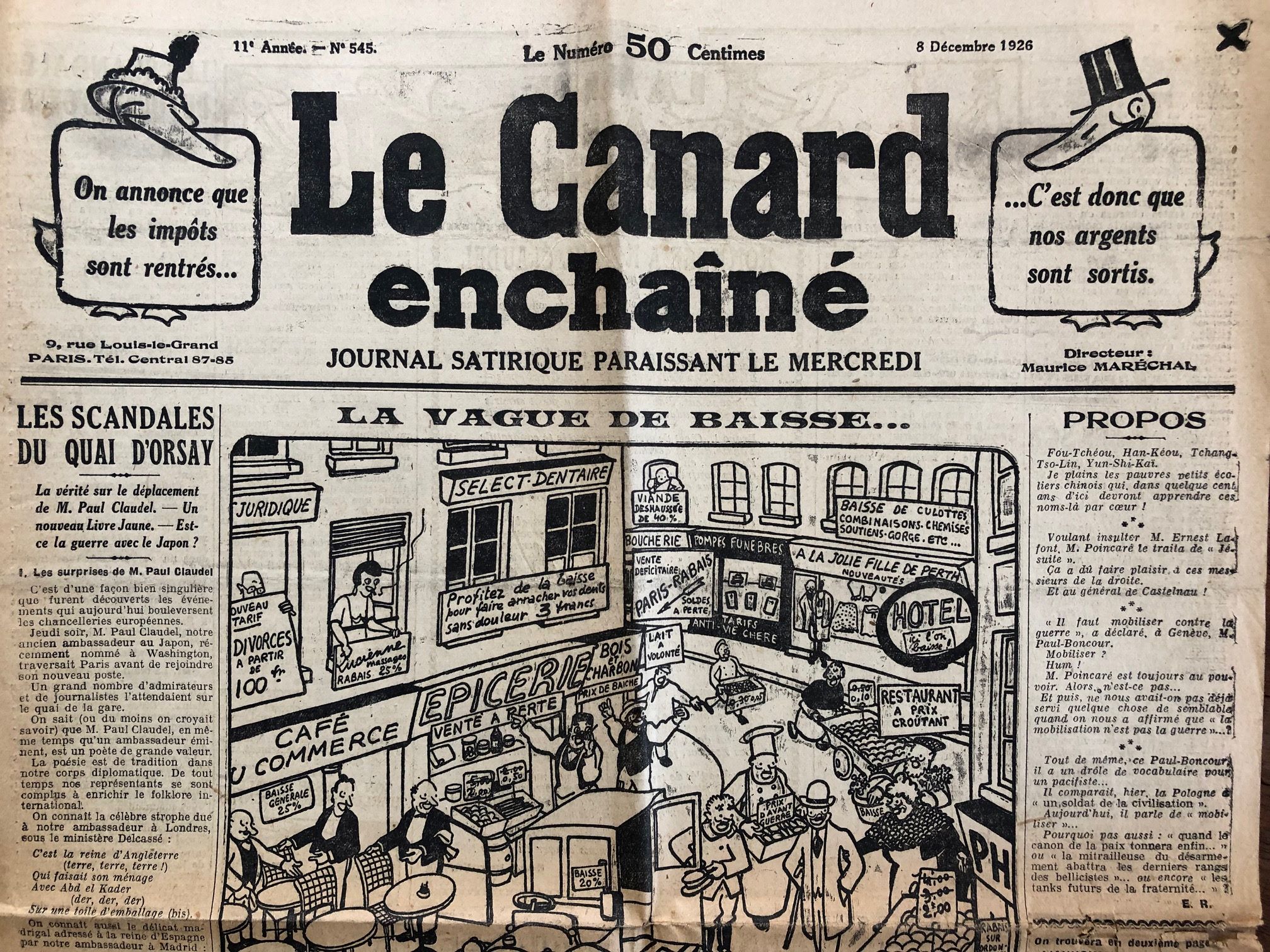 Couac ! | Acheter un Canard | Vente d'Anciens Journaux du Canard Enchaîné. Des Journaux Satiriques de Collection, Historiques & Authentiques de 1916 à 2004 ! | 545