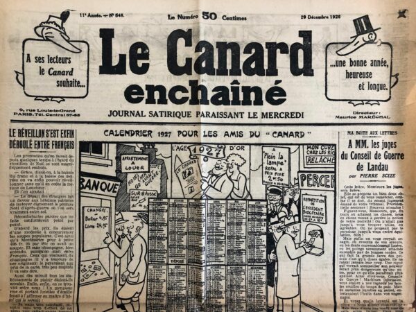 Couac ! | N° 548 du Canard Enchaîné - 29 Décembre 1926 | Nos Exemplaires du Canard Enchaîné sont archivés dans de bonnes conditions de conservation (obscurité, hygrométrie maitrisée et faible température), ce qui s'avère indispensable pour des journaux anciens. | 548