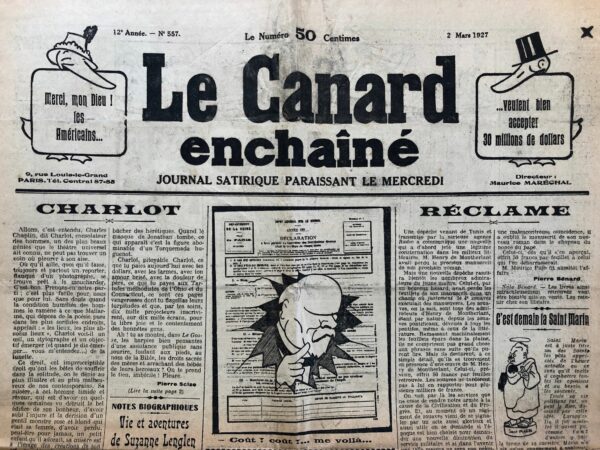 Couac ! | N° 557 du Canard Enchaîné - 2 Mars 1927 | Nos Exemplaires du Canard Enchaîné sont archivés dans de bonnes conditions de conservation (obscurité, hygrométrie maitrisée et faible température), ce qui s'avère indispensable pour des journaux anciens. | 557