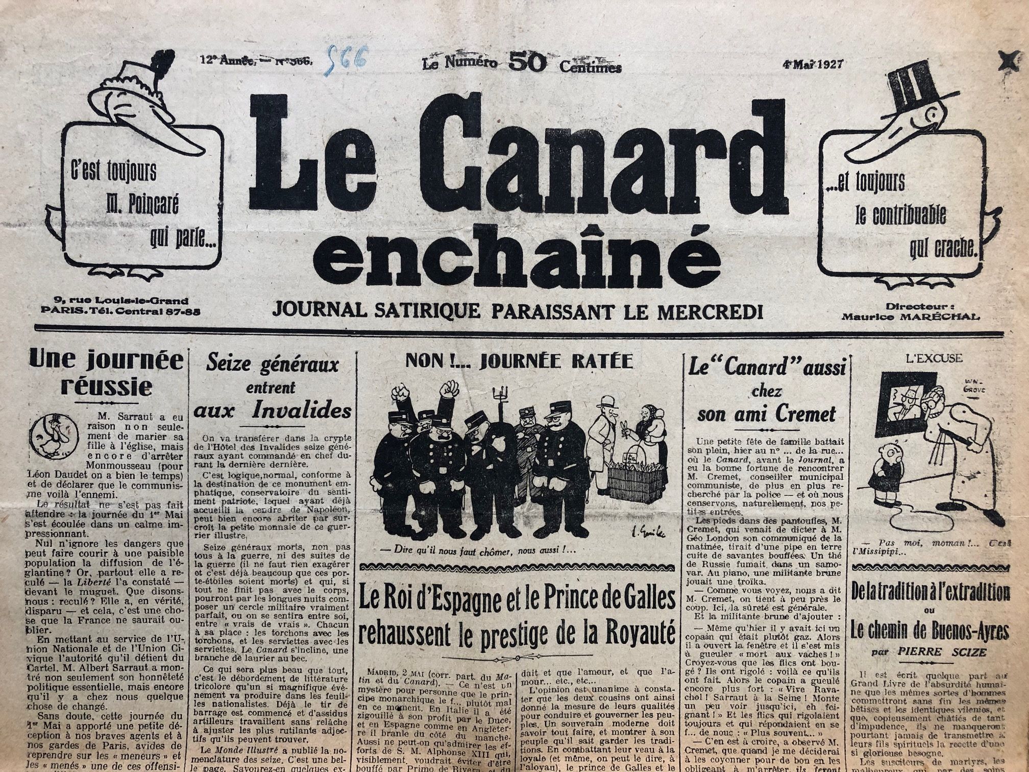 Couac ! | Acheter un Canard | Vente d'Anciens Journaux du Canard Enchaîné. Des Journaux Satiriques de Collection, Historiques & Authentiques de 1916 à 2004 ! | 566