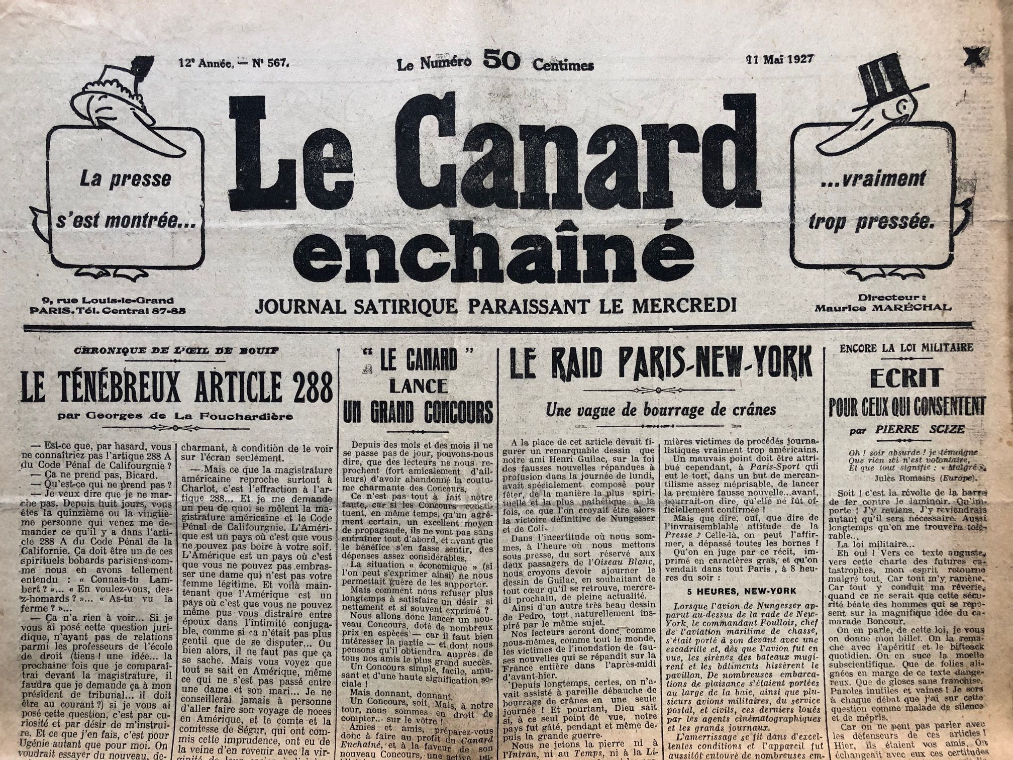 Couac ! | Acheter un Canard | Vente d'Anciens Journaux du Canard Enchaîné. Des Journaux Satiriques de Collection, Historiques & Authentiques de 1916 à 2004 ! | 567