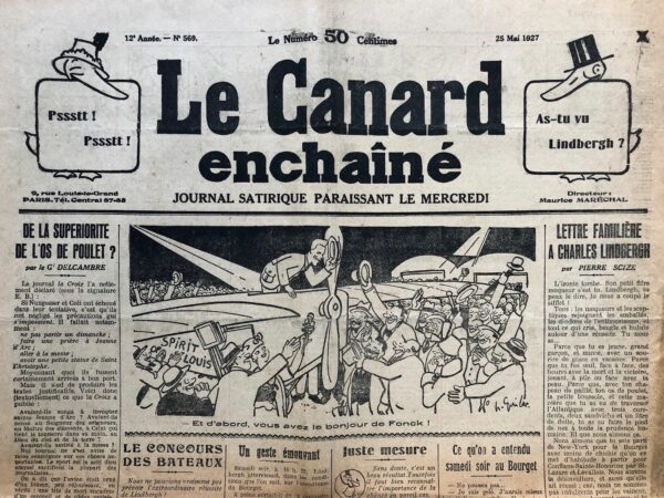 Couac ! | N° 569 du Canard Enchaîné - 25 Mai 1927 | Nos Exemplaires du Canard Enchaîné sont archivés dans de bonnes conditions de conservation (obscurité, hygrométrie maitrisée et faible température), ce qui s'avère indispensable pour des journaux anciens. | 569