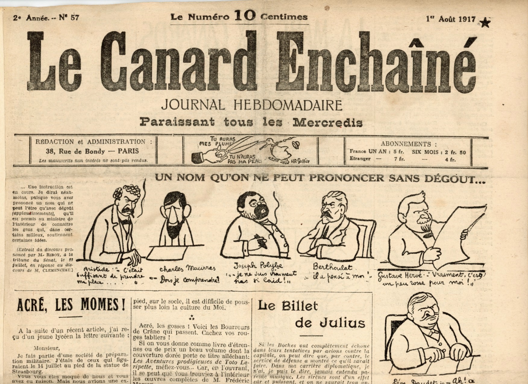 Couac ! | Acheter un Canard | Vente d'Anciens Journaux du Canard Enchaîné. Des Journaux Satiriques de Collection, Historiques & Authentiques de 1916 à 2004 ! | 57 3