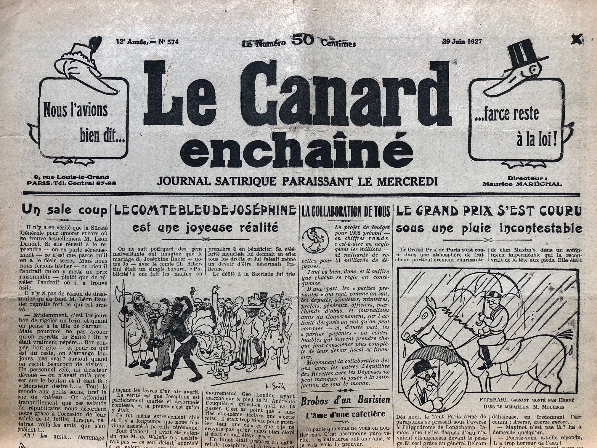 Couac ! | Acheter un Canard | Vente d'Anciens Journaux du Canard Enchaîné. Des Journaux Satiriques de Collection, Historiques & Authentiques de 1916 à 2004 ! | 574