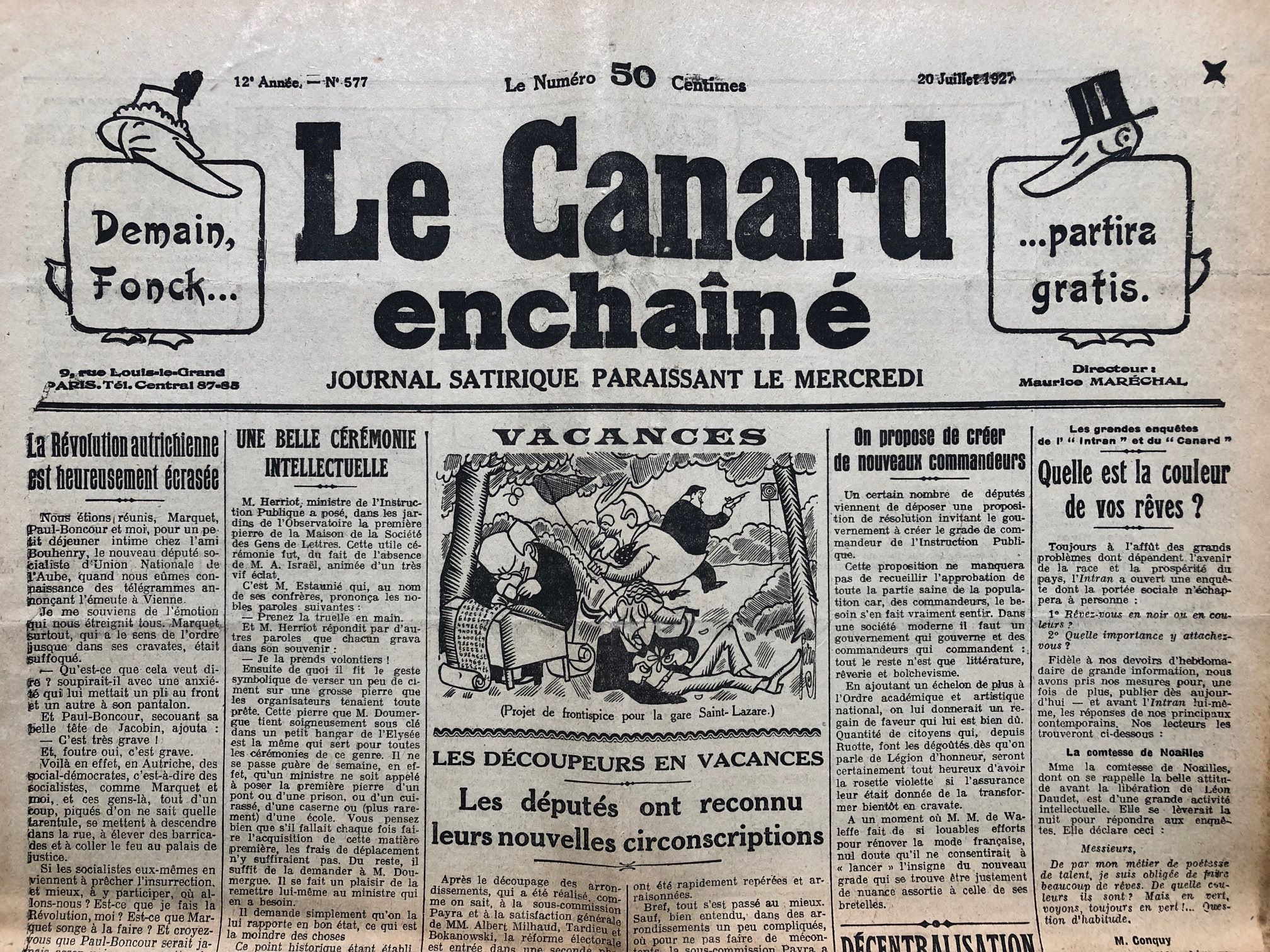 Couac ! | Acheter un Canard | Vente d'Anciens Journaux du Canard Enchaîné. Des Journaux Satiriques de Collection, Historiques & Authentiques de 1916 à 2004 ! | 577