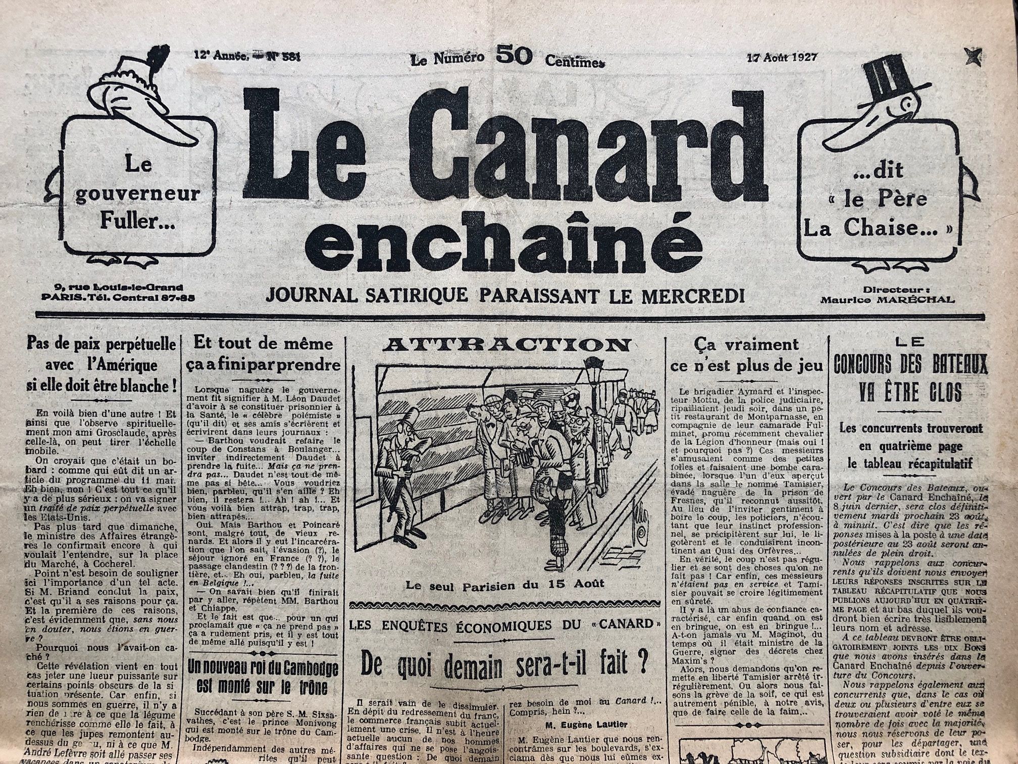 Couac ! | Acheter un Canard | Vente d'Anciens Journaux du Canard Enchaîné. Des Journaux Satiriques de Collection, Historiques & Authentiques de 1916 à 2004 ! | 581 1