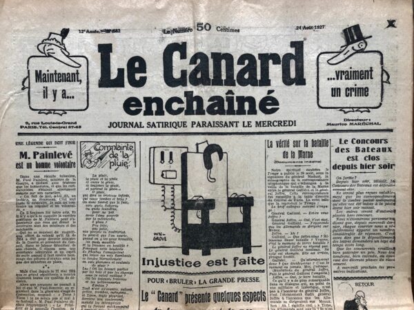 Couac ! | N° 582 du Canard Enchaîné - 24 Août 1927 | Nos Exemplaires du Canard Enchaîné sont archivés dans de bonnes conditions de conservation (obscurité, hygrométrie maitrisée et faible température), ce qui s'avère indispensable pour des journaux anciens. | 582