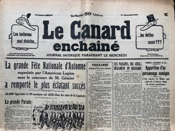 Couac ! | N° 586 du Canard Enchaîné - 21 Septembre 1927 | Nos Exemplaires du Canard Enchaîné sont archivés dans de bonnes conditions de conservation (obscurité, hygrométrie maitrisée et faible température), ce qui s'avère indispensable pour des journaux anciens. | 586