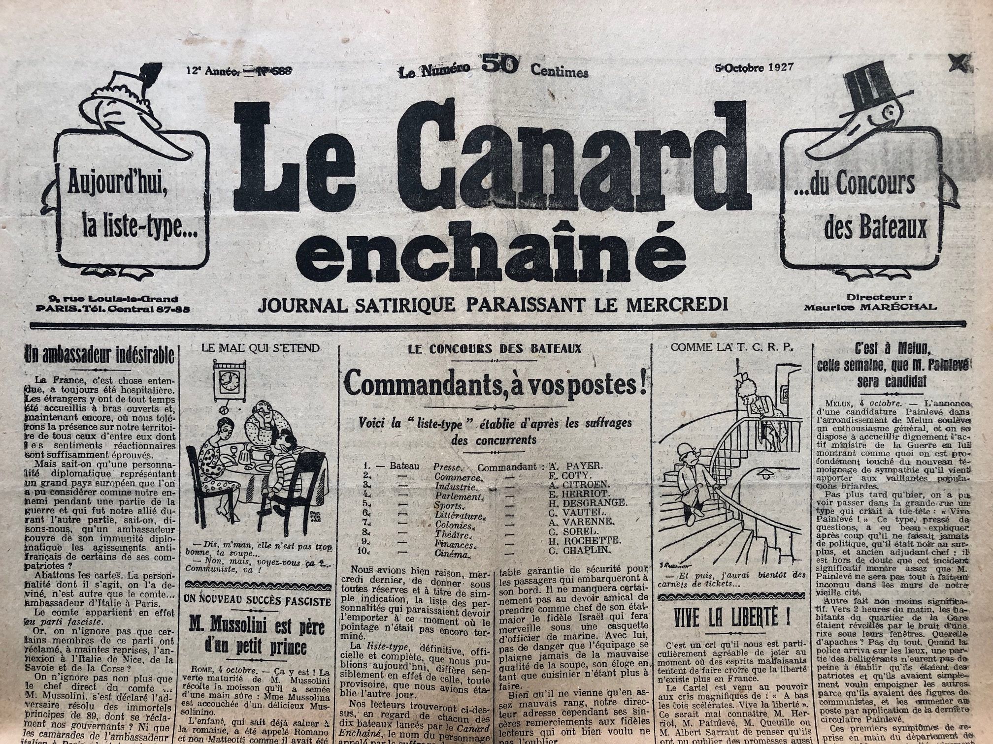 Couac ! | Acheter un Canard | Vente d'Anciens Journaux du Canard Enchaîné. Des Journaux Satiriques de Collection, Historiques & Authentiques de 1916 à 2004 ! | 588