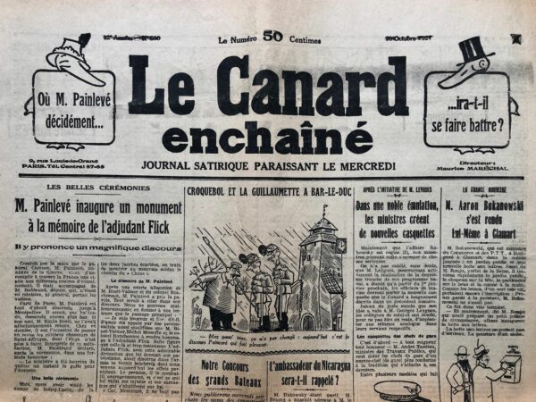 Couac ! | N° 590 du Canard Enchaîné - 19 Octobre 1927 | Nos Exemplaires du Canard Enchaîné sont archivés dans de bonnes conditions de conservation (obscurité, hygrométrie maitrisée et faible température), ce qui s'avère indispensable pour des journaux anciens. | 590