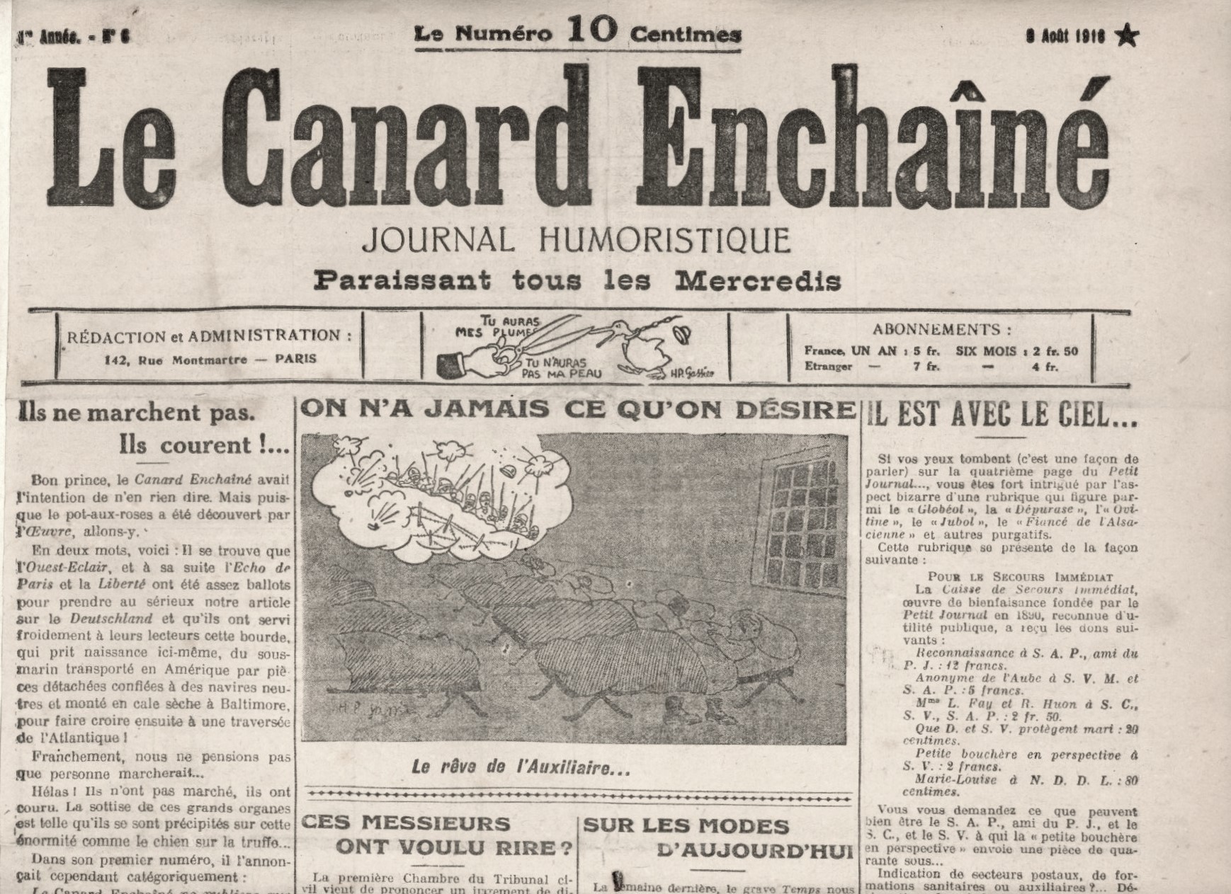 Couac ! | Acheter un Canard | Vente d'Anciens Journaux du Canard Enchaîné. Des Journaux Satiriques de Collection, Historiques & Authentiques de 1916 à 2004 ! | 6 4