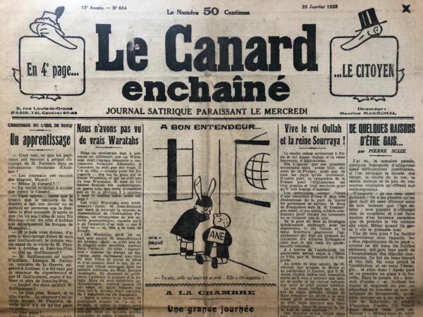 Couac ! | N° 604 du Canard Enchaîné - 25 Janvier 1928 | Nos Exemplaires du Canard Enchaîné sont archivés dans de bonnes conditions de conservation (obscurité, hygrométrie maitrisée et faible température), ce qui s'avère indispensable pour des journaux anciens. | 604