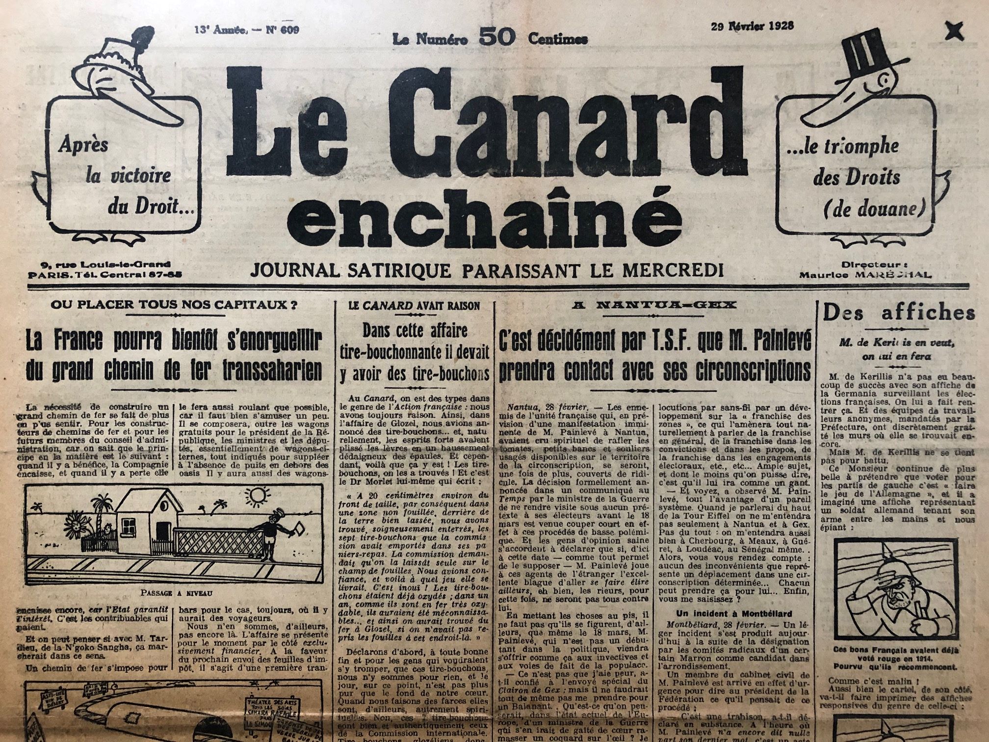 Couac ! | Acheter un Canard | Vente d'Anciens Journaux du Canard Enchaîné. Des Journaux Satiriques de Collection, Historiques & Authentiques de 1916 à 2004 ! | 609