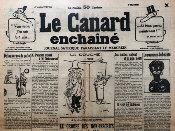 Couac ! | N° 619 du Canard Enchaîné - 9 Mai 1928 | Nos Exemplaires du Canard Enchaîné sont archivés dans de bonnes conditions de conservation (obscurité, hygrométrie maitrisée et faible température), ce qui s'avère indispensable pour des journaux anciens. | 619