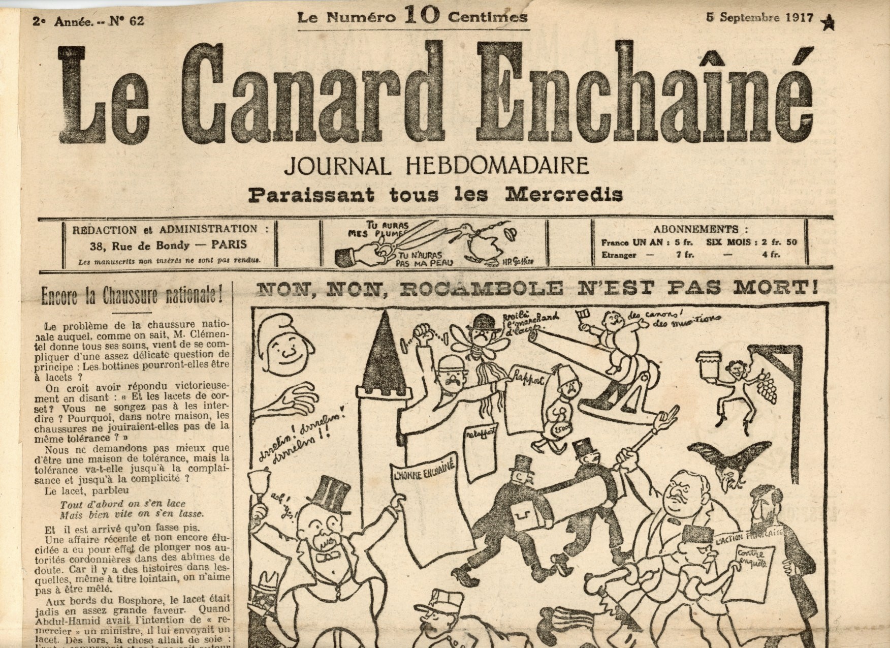 Couac ! | Acheter un Canard | Vente d'Anciens Journaux du Canard Enchaîné. Des Journaux Satiriques de Collection, Historiques & Authentiques de 1916 à 2004 ! | 62 3