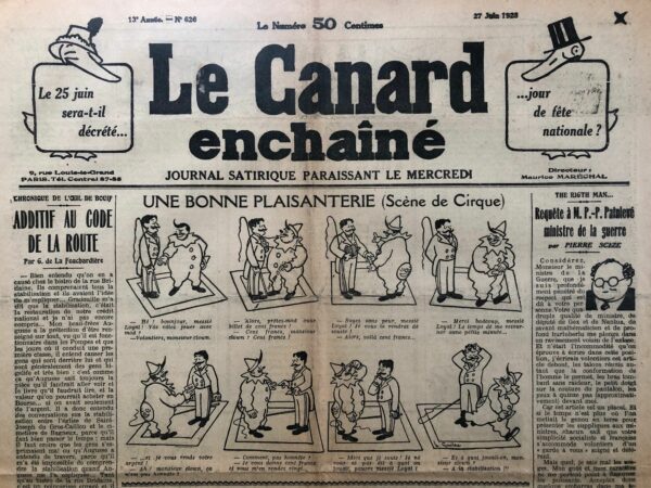 Couac ! | N° 626 du Canard Enchaîné - 27 Juin 1928 | Nos Exemplaires du Canard Enchaîné sont archivés dans de bonnes conditions de conservation (obscurité, hygrométrie maitrisée et faible température), ce qui s'avère indispensable pour des journaux anciens. | 626