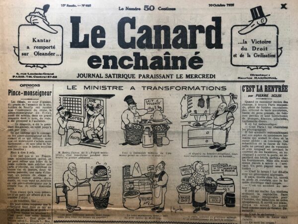 Couac ! | N° 641 du Canard Enchaîné - 10 Octobre 1928 | Nos Exemplaires du Canard Enchaîné sont archivés dans de bonnes conditions de conservation (obscurité, hygrométrie maitrisée et faible température), ce qui s'avère indispensable pour des journaux anciens. | 641