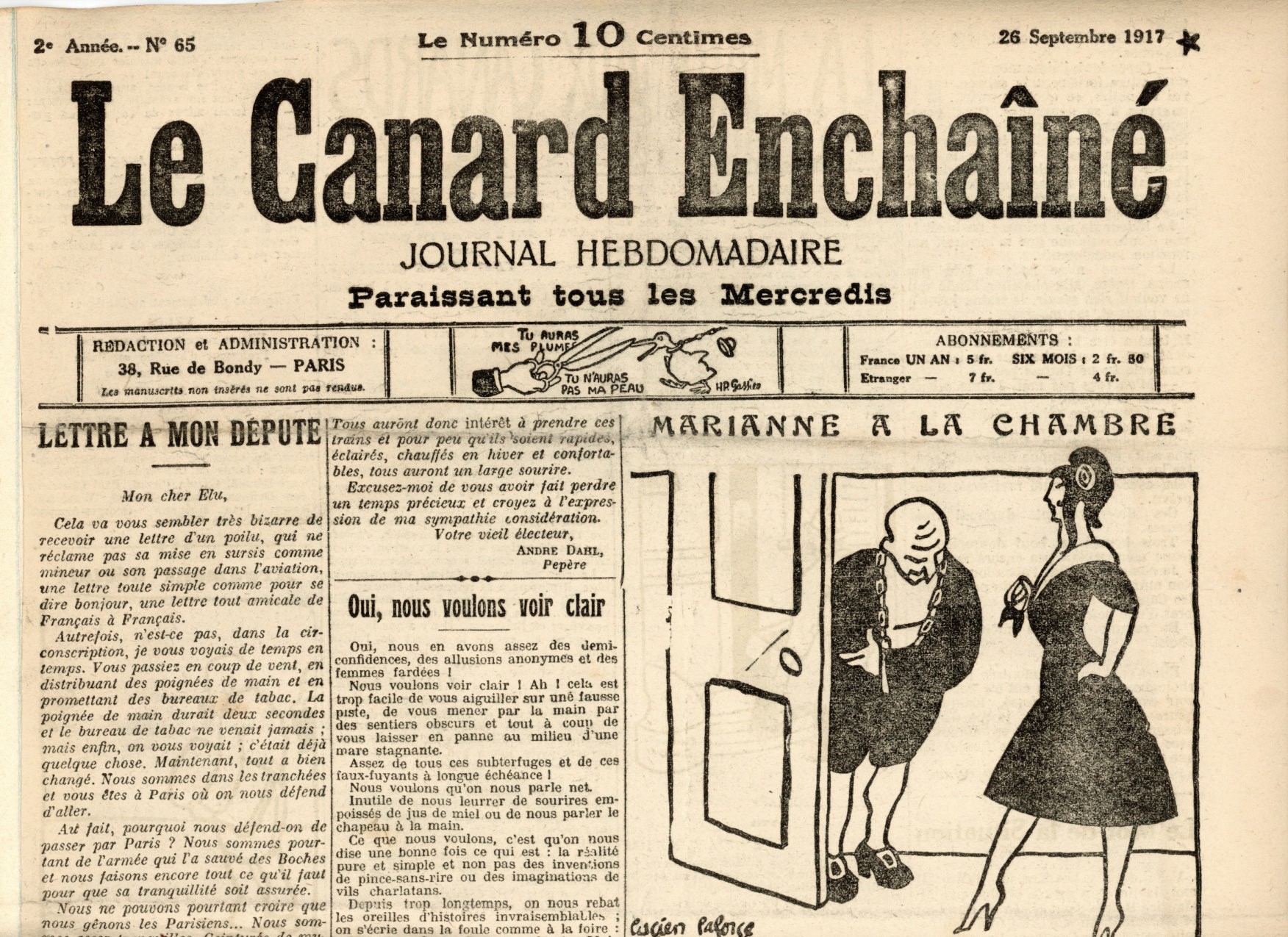 Couac ! | Acheter un Canard | Vente d'Anciens Journaux du Canard Enchaîné. Des Journaux Satiriques de Collection, Historiques & Authentiques de 1916 à 2004 ! | 65 4