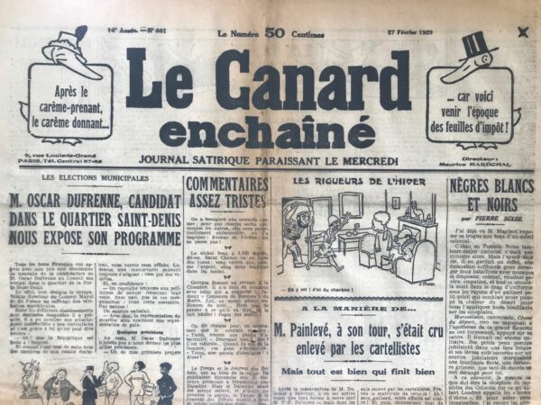 Couac ! | N° 661 du Canard Enchaîné - 27 Février 1929 | Nos Exemplaires du Canard Enchaîné sont archivés dans de bonnes conditions de conservation (obscurité, hygrométrie maitrisée et faible température), ce qui s'avère indispensable pour des journaux anciens. | 661