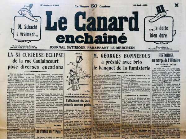 Couac ! | N° 669 du Canard Enchaîné - 24 Avril 1929 | Déchirures et  manques, restaurés. | 669 1 rotated