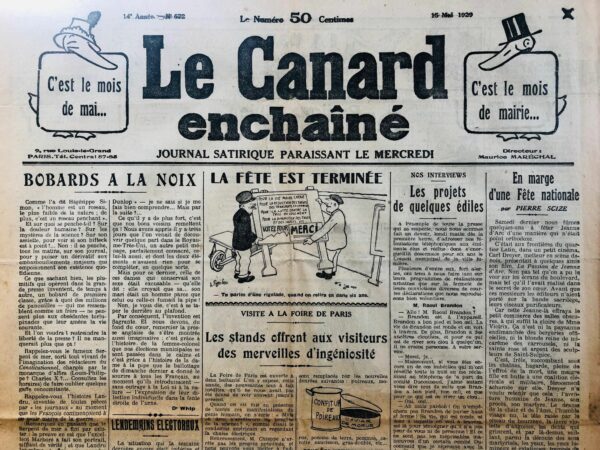 Couac ! | N° 672 du Canard Enchaîné - 15 Mai 1929 | Nos Exemplaires du Canard Enchaîné sont archivés dans de bonnes conditions de conservation (obscurité, hygrométrie maitrisée et faible température), ce qui s'avère indispensable pour des journaux anciens. | 672 1 rotated